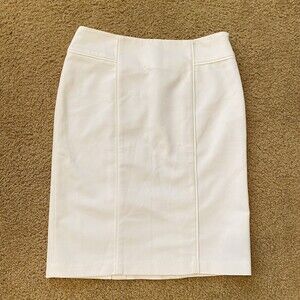 NY&C NEW Women's Mini Pencil Skirt Cotton White Denim Slit 26” Lined Side Zip XS